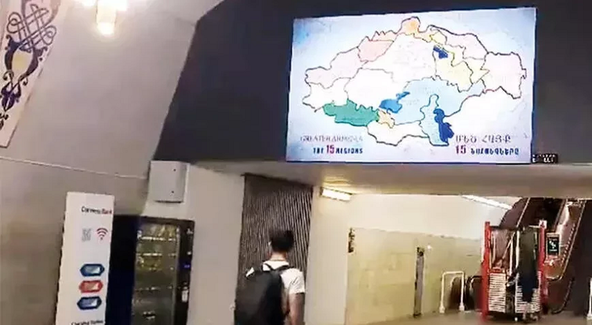 Ermenistan’dan skandal harita! Metro istasyonunda led ekrana yansıttılar